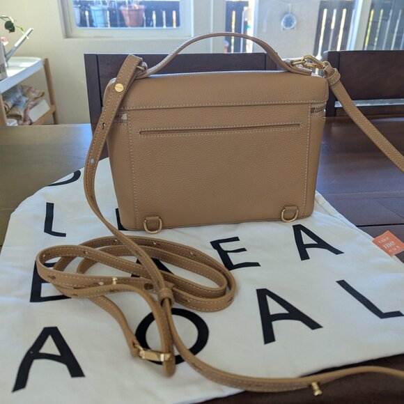 Oleada Mini Anchor Bag 4-way Wear Top Grain Leather Classic Minimal in Camel Tan - Picture 8 of 15